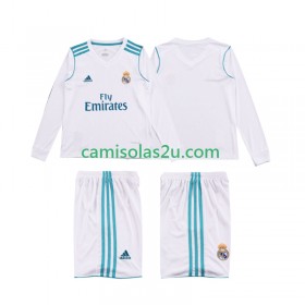 Camisolas de futebol Real Madrid 2017 Retro Criança Equipamento Principal 2018 Manga Comprida